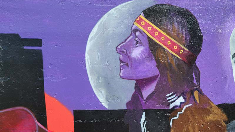 Mural painting of a native american