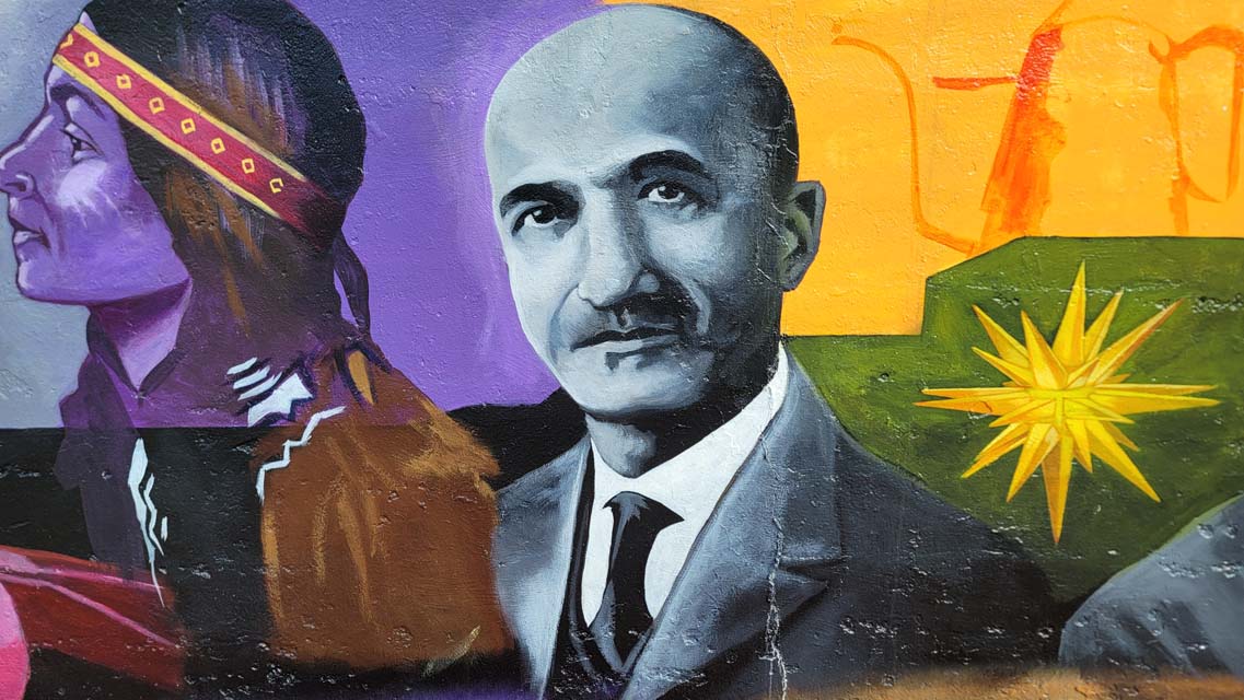 Mural painting of Simon Green Atkins, founder of Slater Industrial Academy.