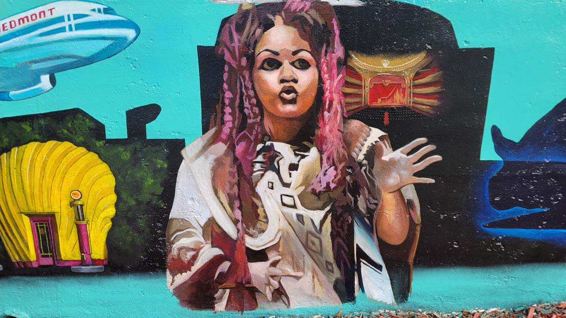 Mural painting of Tichina Vaughn, NC school of the arts alumni.